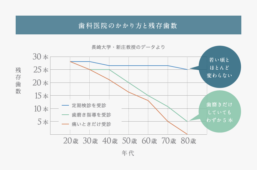 歯科医院のかかり方と残存歯数